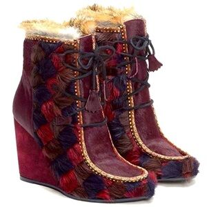 ANNA SUI x FRYE Fall 2015 goat hair wedge boots Nordic shoes boots size 7.5